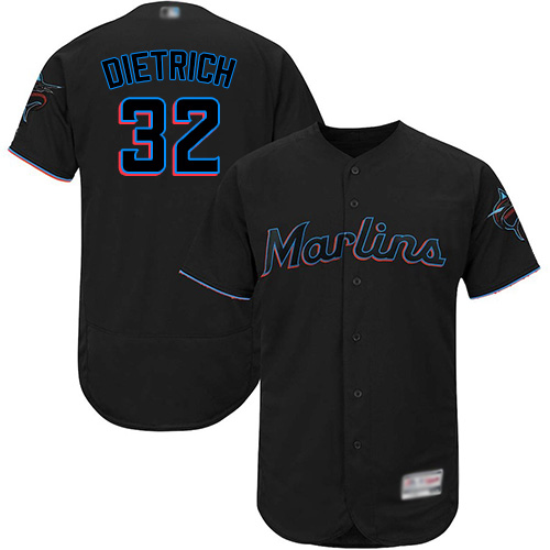 Miami Marlins #32 Derek Dietrich Black Flexbase Authentic Collection Stitched Jersey Men's