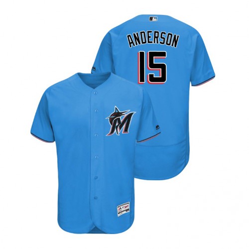 Miami Marlins #15 Brian Anderson Blue Alternate 2019 Authentic Collection Flex Base Stitched Jersey Men's