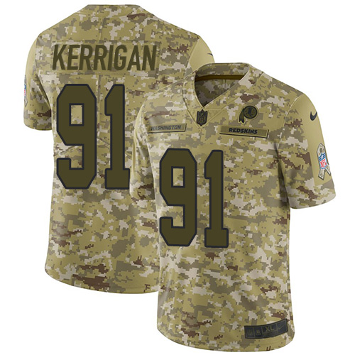 Washington Commanders #91 Ryan Kerrigan Camo Men's Stitched Limited 2018 Salute To Service Jersey Men's