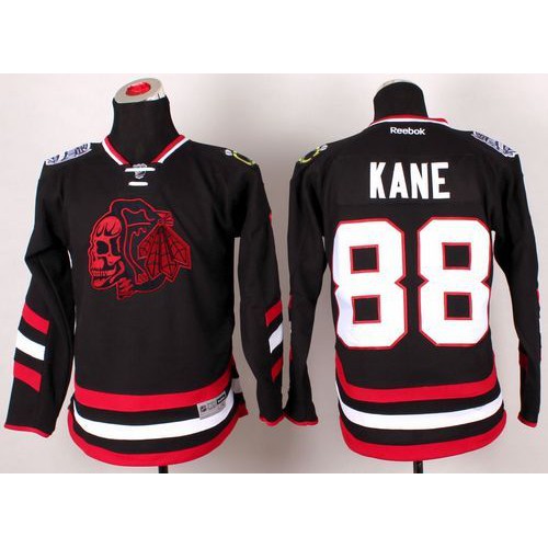 Chicago Blackhawks #88 Patrick Kane Black(Red Skull) 2014 Stadium Series Stitched Youth Jersey Youth