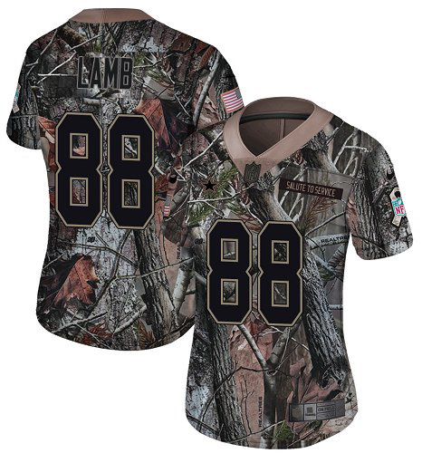 Cowboys #88 CeeDee Lamb Camo Women's Stitched Limited Rush Realtree Jersey