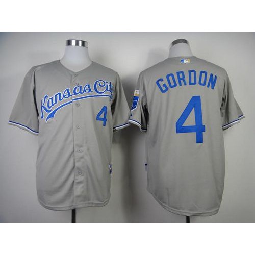 Kansas City Royals #4 Alex Gordon Grey Cool Base Stitched Jersey Men's