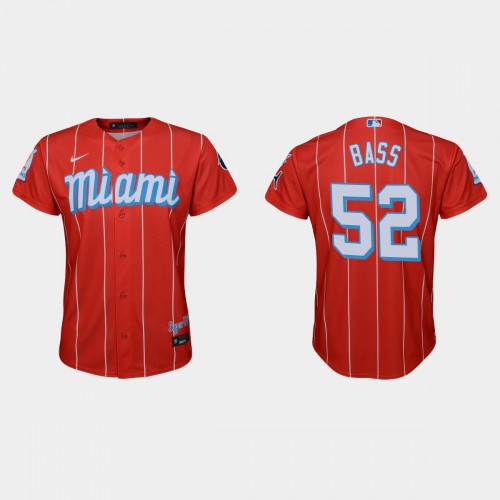Miami Miami Marlins #52 Anthony Bass Youth 2021 City Connect Authentic Jersey Red Youth