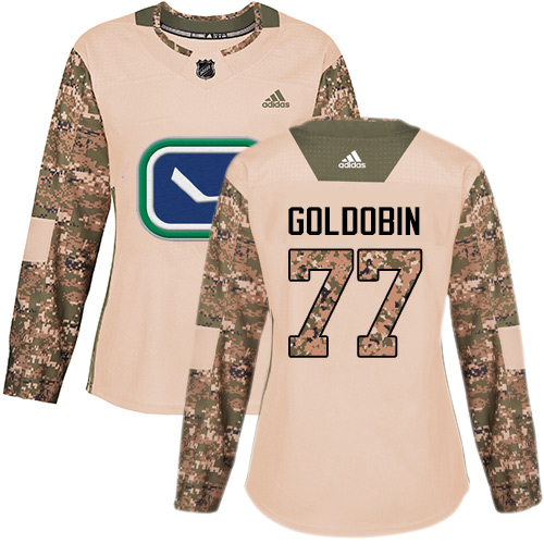 Adidas Vancouver Canucks #77 Nikolay Goldobin Camo Authentic 2017 Veterans Day Women's Stitched Jersey Womens