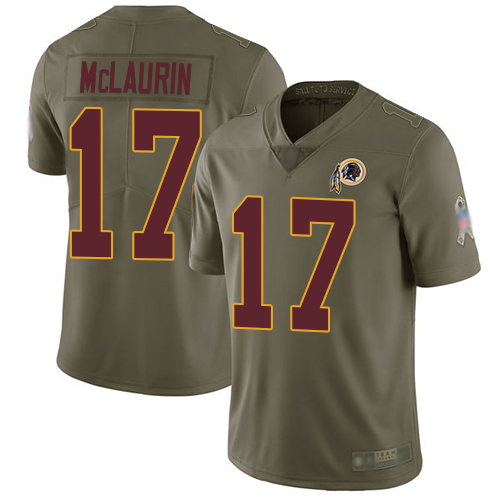 Commanders #17 Terry McLaurin Olive Men's Stitched Limited 2017 Salute To Service Jersey