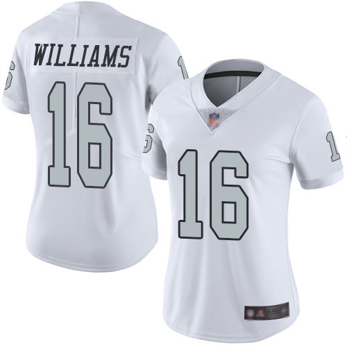 Las Vegas Raiders #16 Tyrell Williams White Women's Stitched Limited Rush Jersey Womens