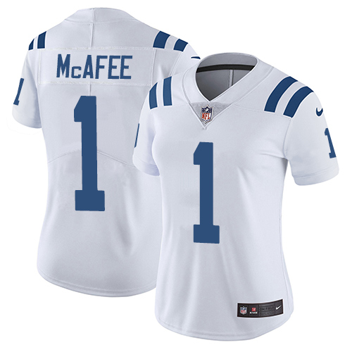 Indianapolis Colts #1 Pat McAfee White Women's Stitched Vapor Untouchable Limited Jersey Womens