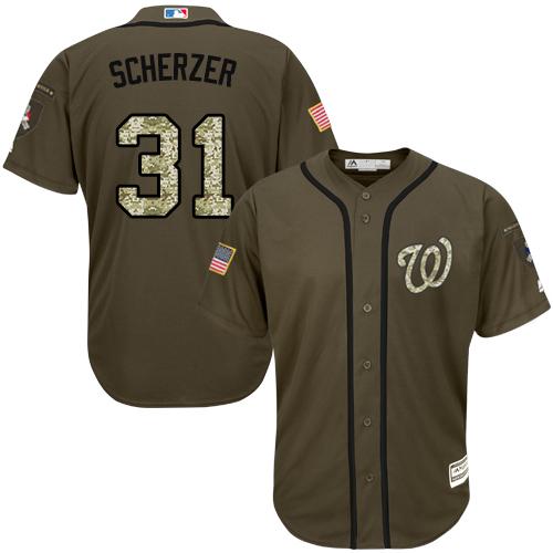 Washington Nationals #31 Max Scherzer Green Salute to Service Stitched Youth Jersey Youth