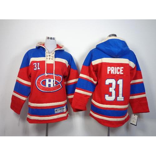 Montreal Canadiens #31 Carey Price Red Sawyer Hooded Sweatshirt Stitched Youth Jersey Youth
