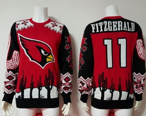 Cardinals #11 Larry Fitzgerald Red/Black Men's Ugly Sweater
