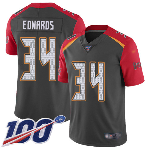 Tampa Bay Buccaneers #34 Mike Edwards Gray Youth Stitched Limited Inverted Legend 100th Season Jersey Youth