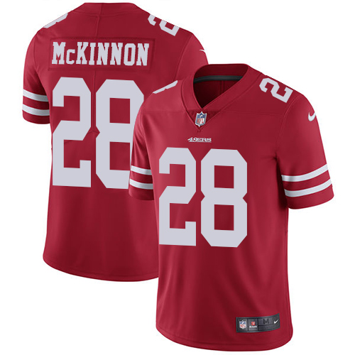 San Francisco 49ers #28 Jerick McKinnon Red Team Color Youth Stitched Vapor Untouchable Limited Jersey Youth