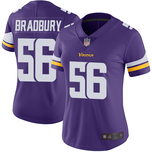 Minnesota Vikings #56 Garrett Bradbury Purple Team Color Women's Stitched Vapor Untouchable Limited Jersey Womens