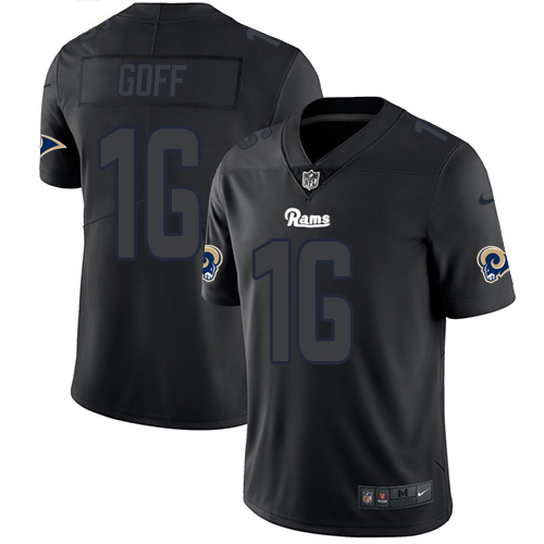 Los Angeles Rams #16 Jared Goff Black Men's Stitched Limited Rush Impact Jersey Men's