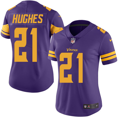 Minnesota Vikings #21 Mike Hughes Purple Women's Stitched Limited Rush Jersey Womens