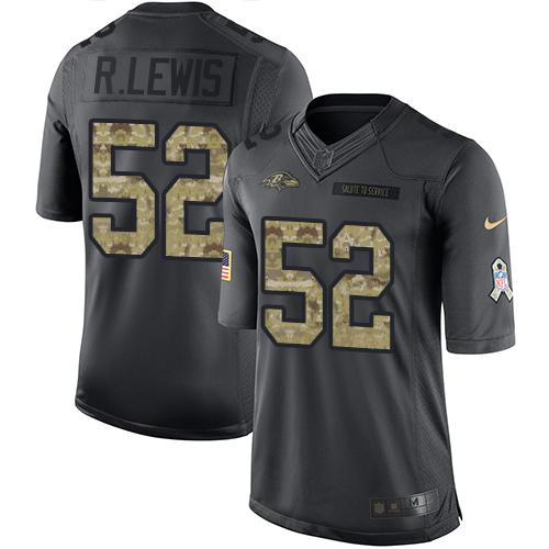 Ravens #52 Ray Lewis Black Men's Stitched Limited 2016 Salute To Service Jersey