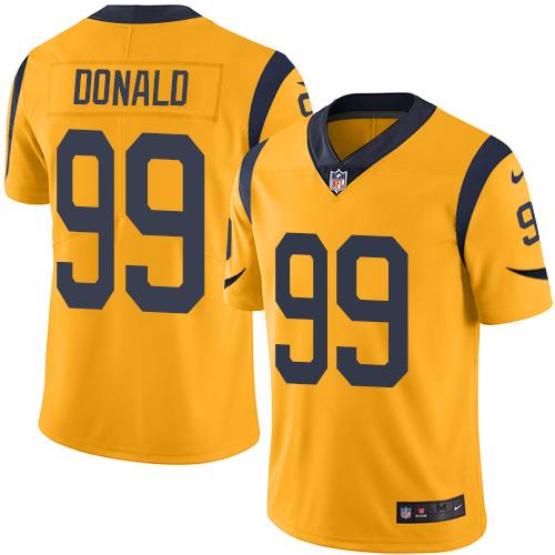 Rams #99 Aaron Donald Gold Men's Stitched Limited Rush Jersey