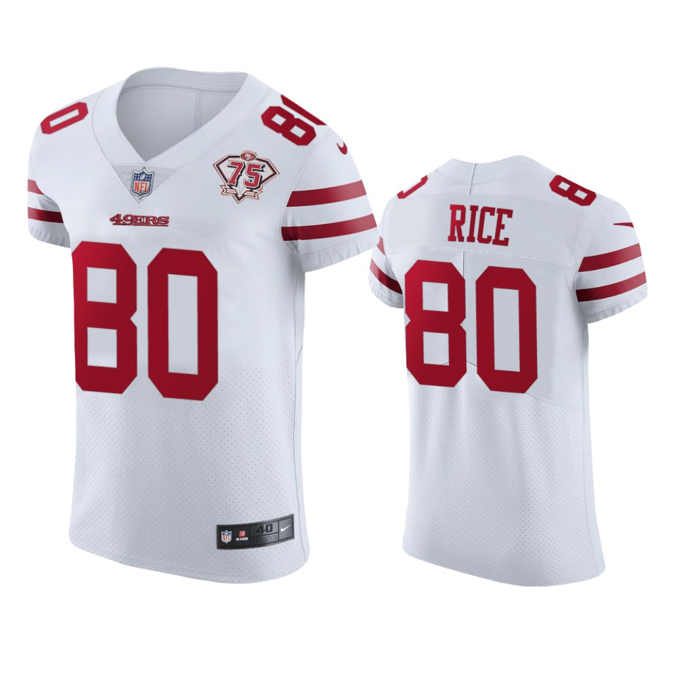 49ers #80 Jerry Rice White Men's 75th Anniversary Stitched Vapor Untouchable Elite Jersey