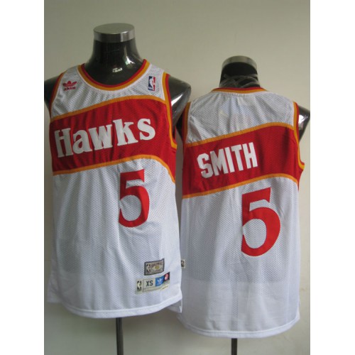 Atlanta Hawks #5 Josh Smith White Stitched Throwback Jersey Mens