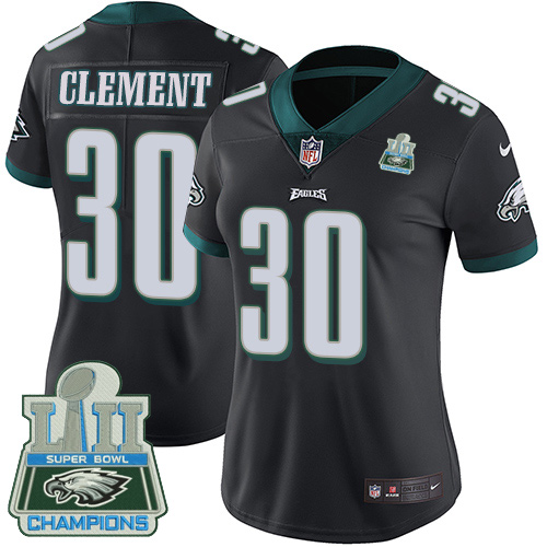 Philadelphia Eagles #30 Corey Clement Black Alternate Super Bowl LII Champions Women's Stitched Vapor Untouchable Limited Jersey Womens