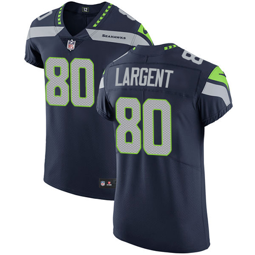 Seahawks #80 Steve Largent Steel Blue Team Color Men's Stitched Vapor Untouchable Elite Jersey
