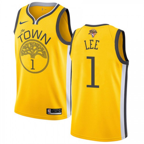Golden State Warriors #1 Damion Lee Gold 2022 Finals Swingman Earned Edition Jersey Mens