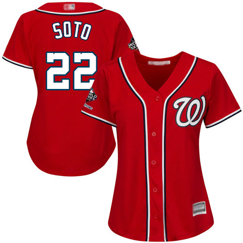 Washington Nationals #22 Juan Soto Red Alternate 2019 World Series Champions Women's Stitched Jersey Womens