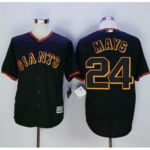 San Francisco Giants #24 Willie Mays Black New Cool Base Fashion Stitched Jersey Men's