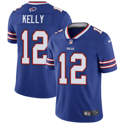Bills #12 Jim Kelly Royal Blue Team Color Men's Stitched Vapor Untouchable Limited Jersey