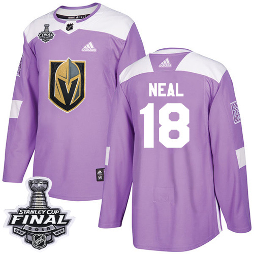 Adidas Golden Vegas Golden Knights #18 James Neal Purple Authentic Fights Cancer 2018 Stanley Cup Final Stitched Jersey Men's