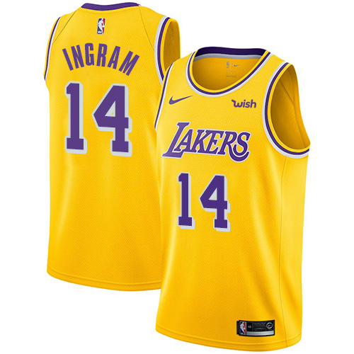 Los Angeles Lakers #14 Brandon Ingram Gold Swingman Icon Edition Jersey Mens