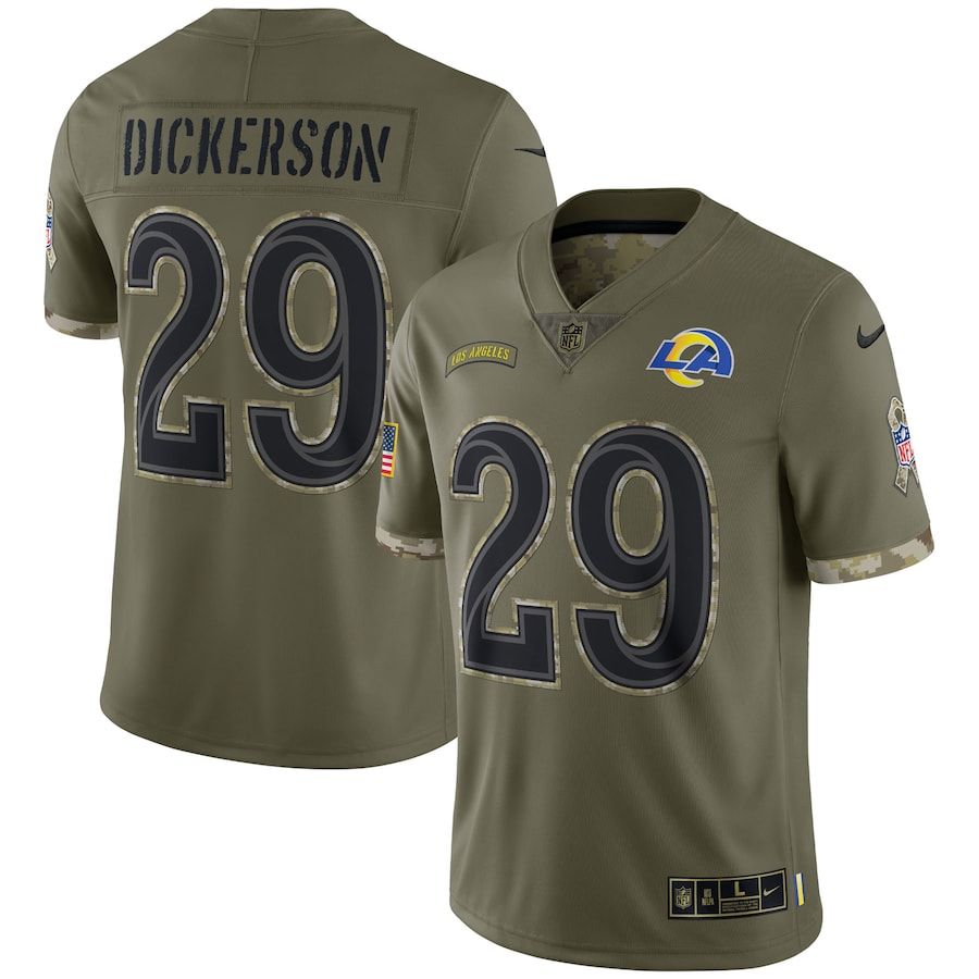 Los Angeles Rams #29 Eric Dickerson Men's 2022 Salute To Service Limited Jersey - Olive