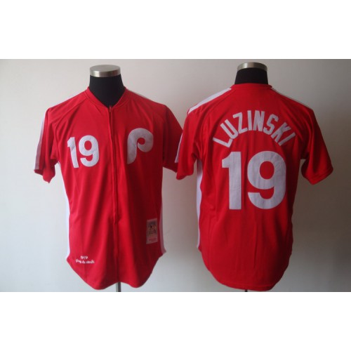 Mitchell And Ness Philadelphia Phillies #19 Greg Luzinski Red Stitched Jersey Men's
