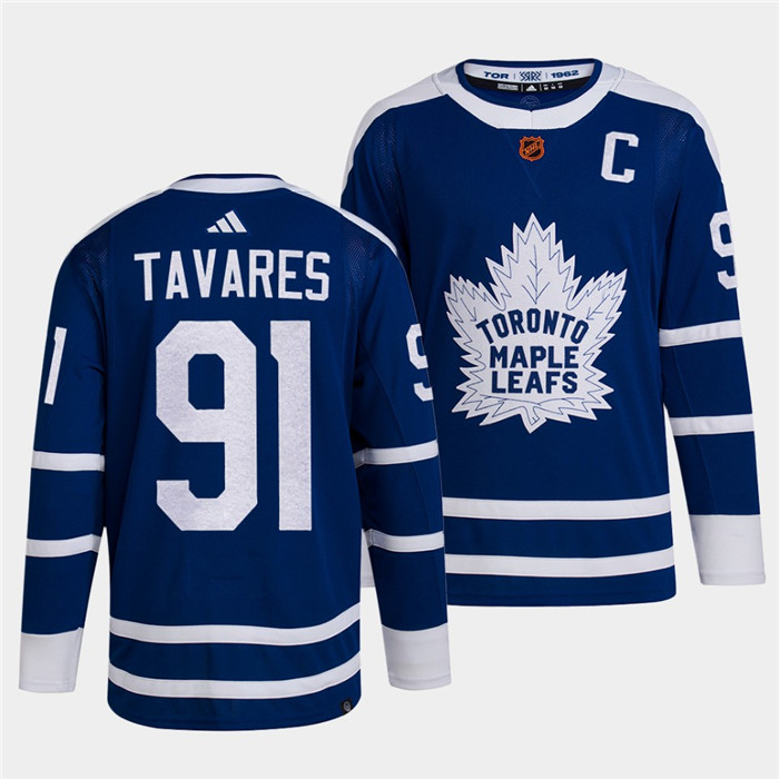 Toronto Maple Leafs #91 John Tavares Men's Adidas Reverse Retro 2.0 Authentic Player Jersey - Blue