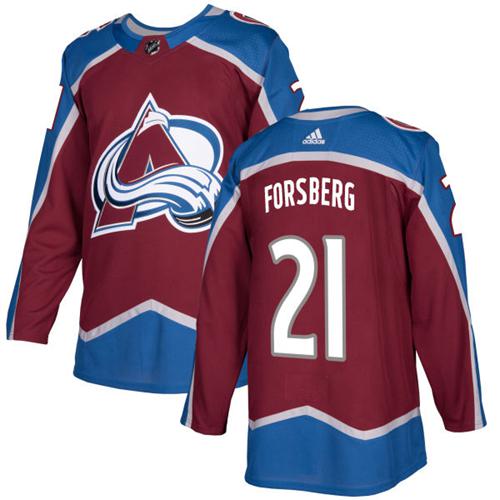 Adidas Colorado Avalanche #21 Peter Forsberg Burgundy Home Authentic Stitched Jersey Men's