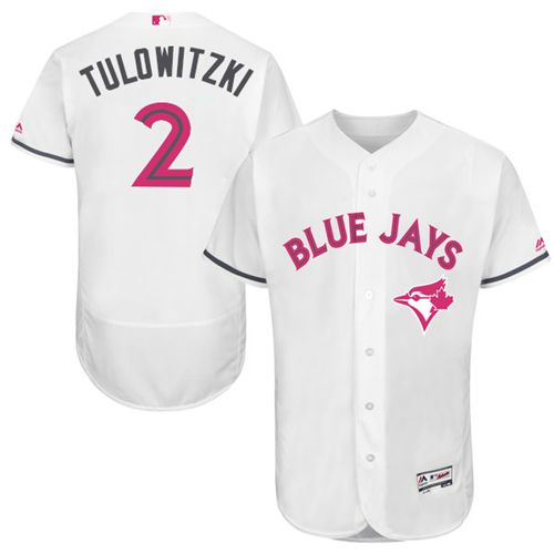 Toronto Blue Jays #2 Troy Tulowitzki White Flexbase Authentic Collection Mother's Day Stitched Jersey Men's
