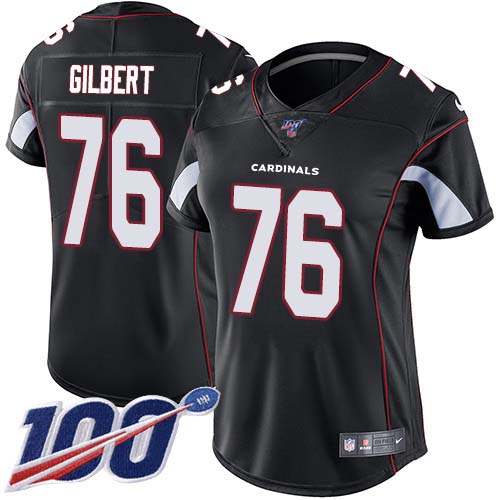 Arizona Cardinals #76 Marcus Gilbert Black Alternate Women's Stitched 100th Season Vapor Untouchable Limited Jersey Womens