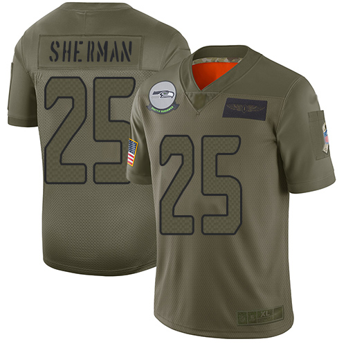 Seattle Seahawks #25 Richard Sherman Camo Youth Stitched Limited 2019 Salute to Service Jersey Youth