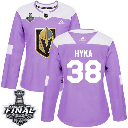 Adidas Golden Vegas Golden Knights #38 Tomas Hyka Purple Authentic Fights Cancer 2018 Stanley Cup Final Women's Stitched Jersey Womens