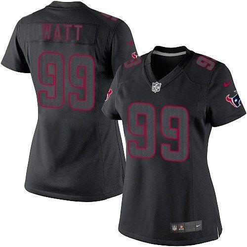 Houston Texans #99 J.J. Watt Black Impact Women's Stitched Limited Jersey Womens