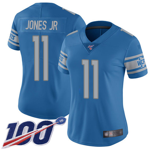 Detroit Lions #11 Marvin Jones Jr Blue Team Color Women's Stitched 100th Season Vapor Limited Jersey Womens