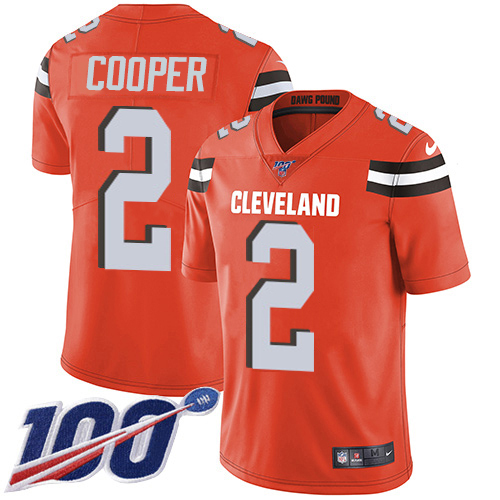 Browns #2 Amari Cooper Orange Alternate Men's Stitched 100th Season Vapor Untouchable Limited Jersey