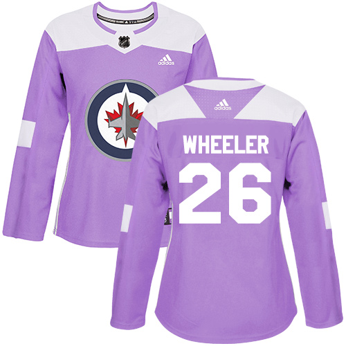 Adidas Winnipeg Jets #26 Blake Wheeler Purple Authentic Fights Cancer Women's Stitched Jersey Womens