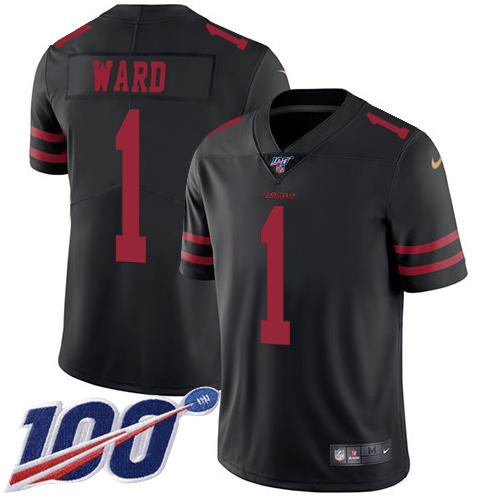 49ers #1 Jimmie Ward Black Alternate Men's Stitched 100th Season Vapor Limited Jersey