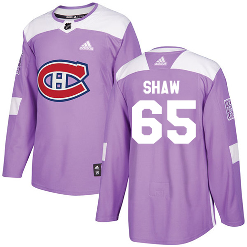 Adidas Montreal Canadiens #65 Andrew Shaw Purple Authentic Fights Cancer Stitched Jersey Men's