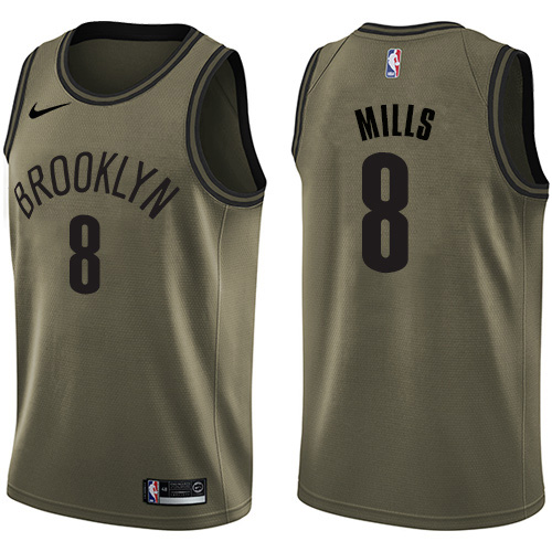 Brooklyn Nets #8 Patty Mills Green Swingman Salute to Service Jersey Mens