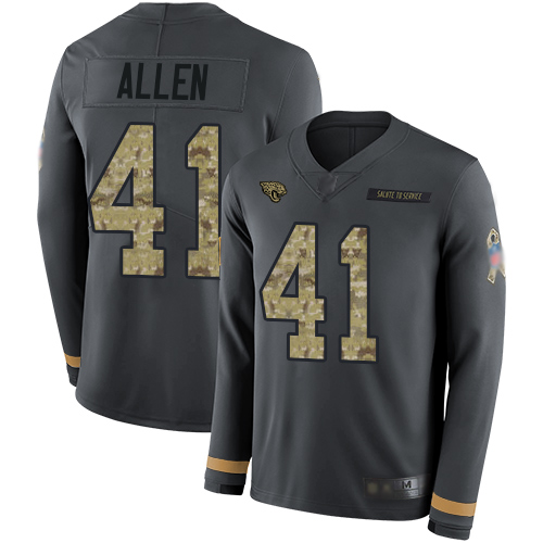 Jaguars #41 Josh Allen Anthracite Salute To Service Youth Stitched Limited Therma Long Sleeve Jersey