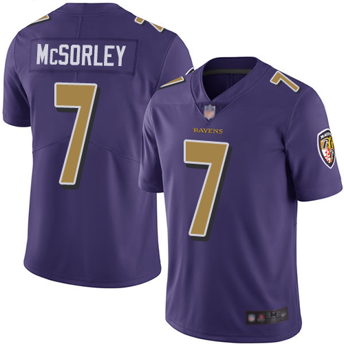 Baltimore Ravens #7 Trace McSorley Purple Youth Stitched Limited Rush Jersey Youth