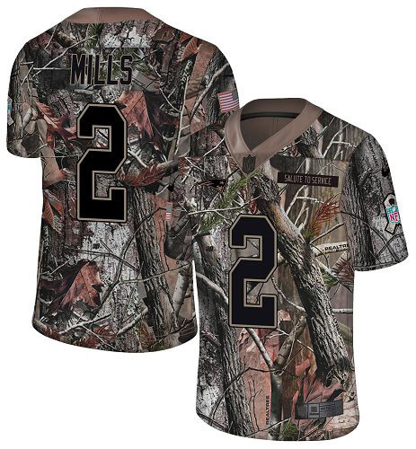 Patriots #2 Jalen Mills Camo Youth Stitched Limited Rush Realtree Jersey