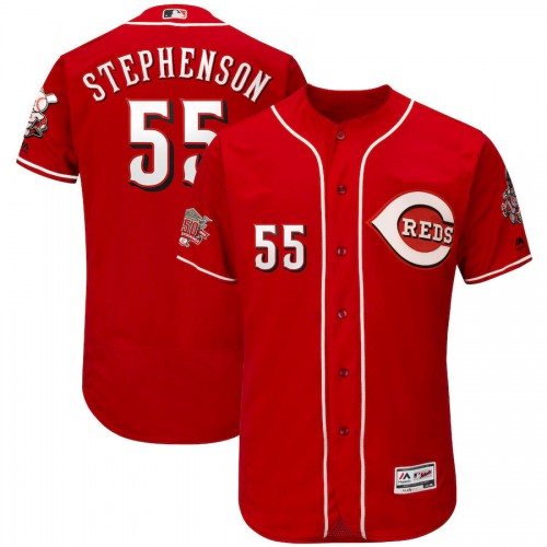 Cincinnati Cincinnati Reds #55 Robert Stephenson Majestic Alternate Authentic Collection Flex Base Player Jersey Scarlet Men's